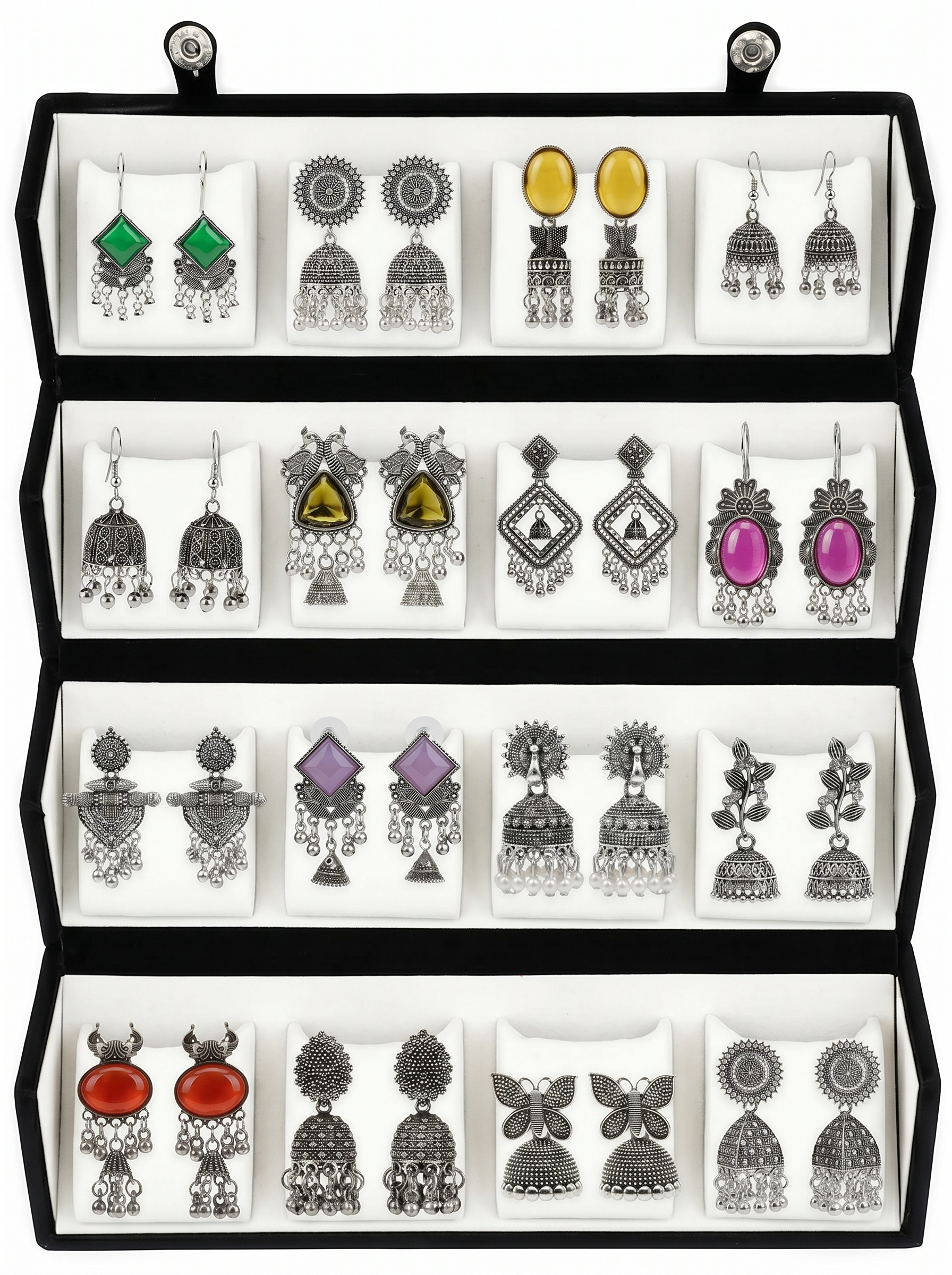 Rang Mahal Collection : Set of 16 Oxidize Earring