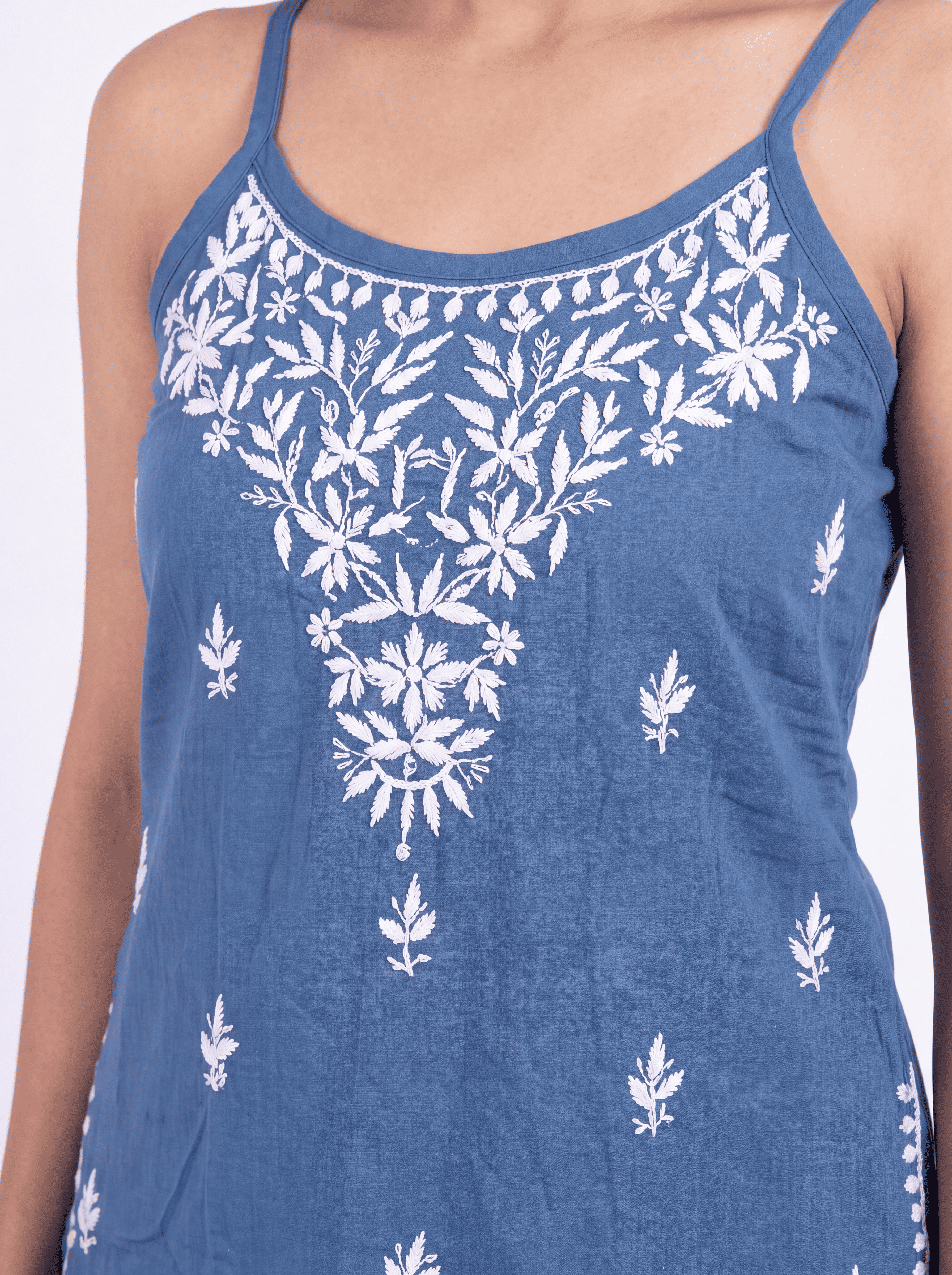 MAIRA Rayon Noodels strap Chikankari Kurti