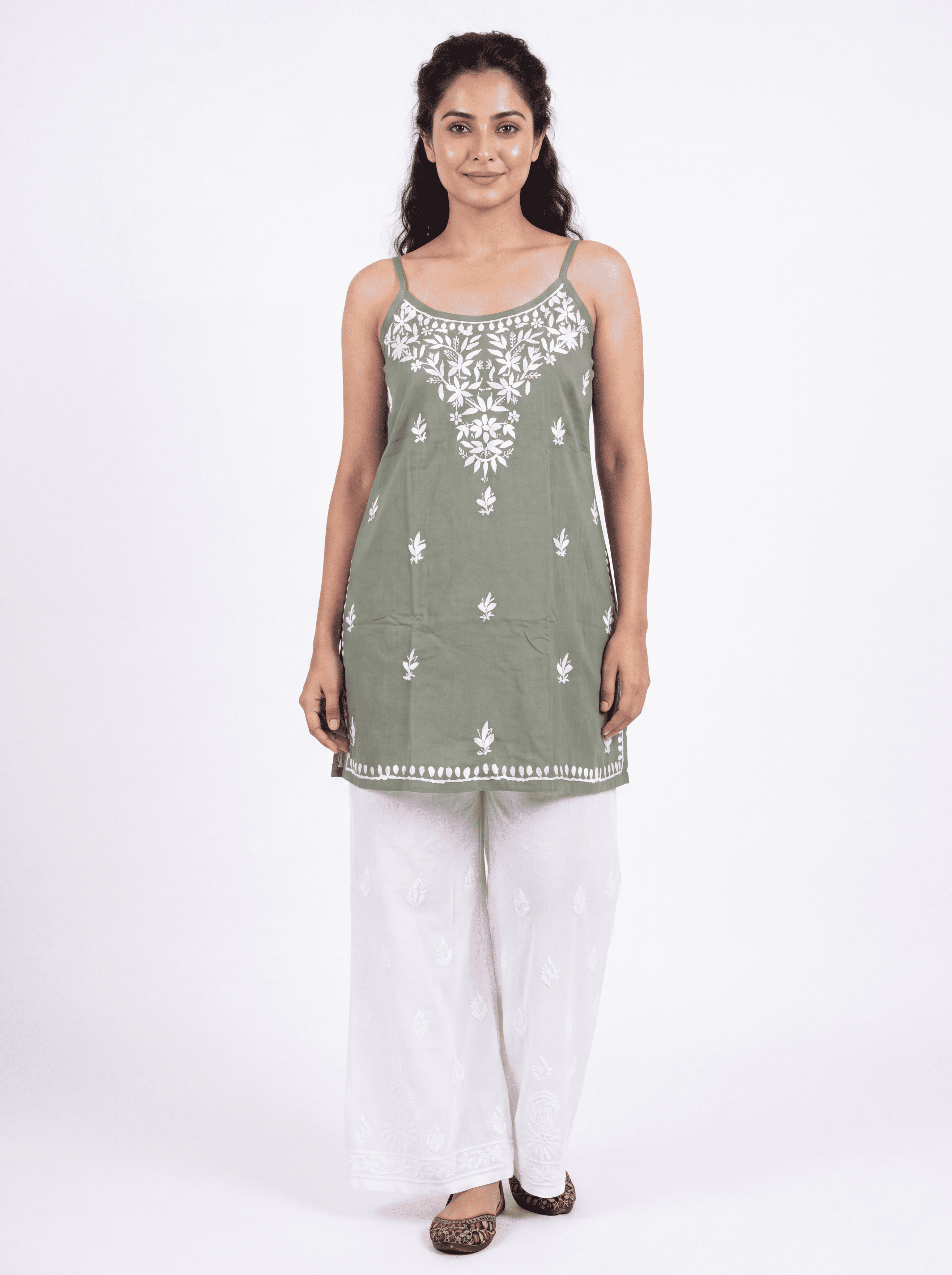 MAIRA Rayon Noodels strap Chikankari Kurti