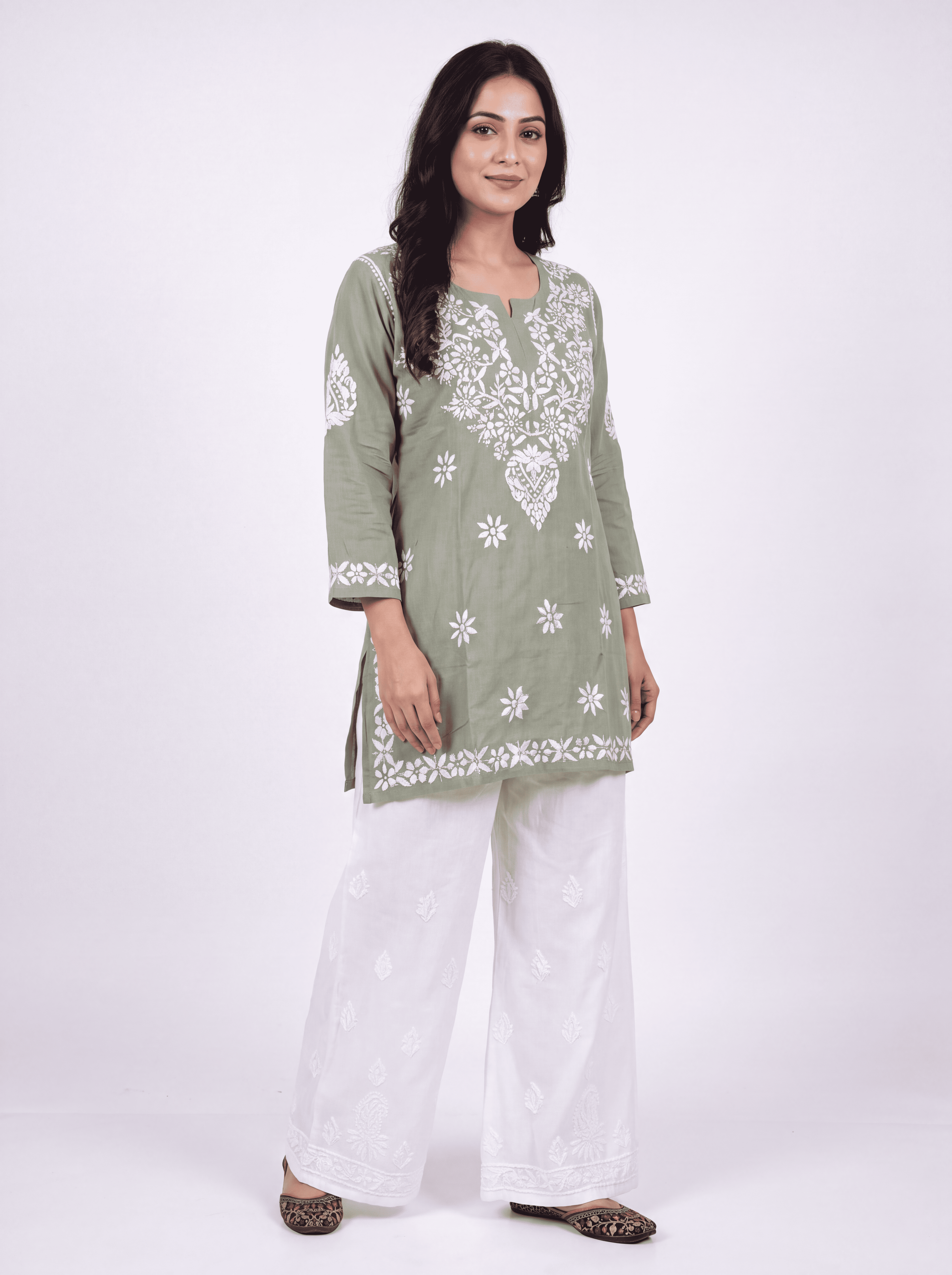 NUSH Rayon Chikankari Kurti