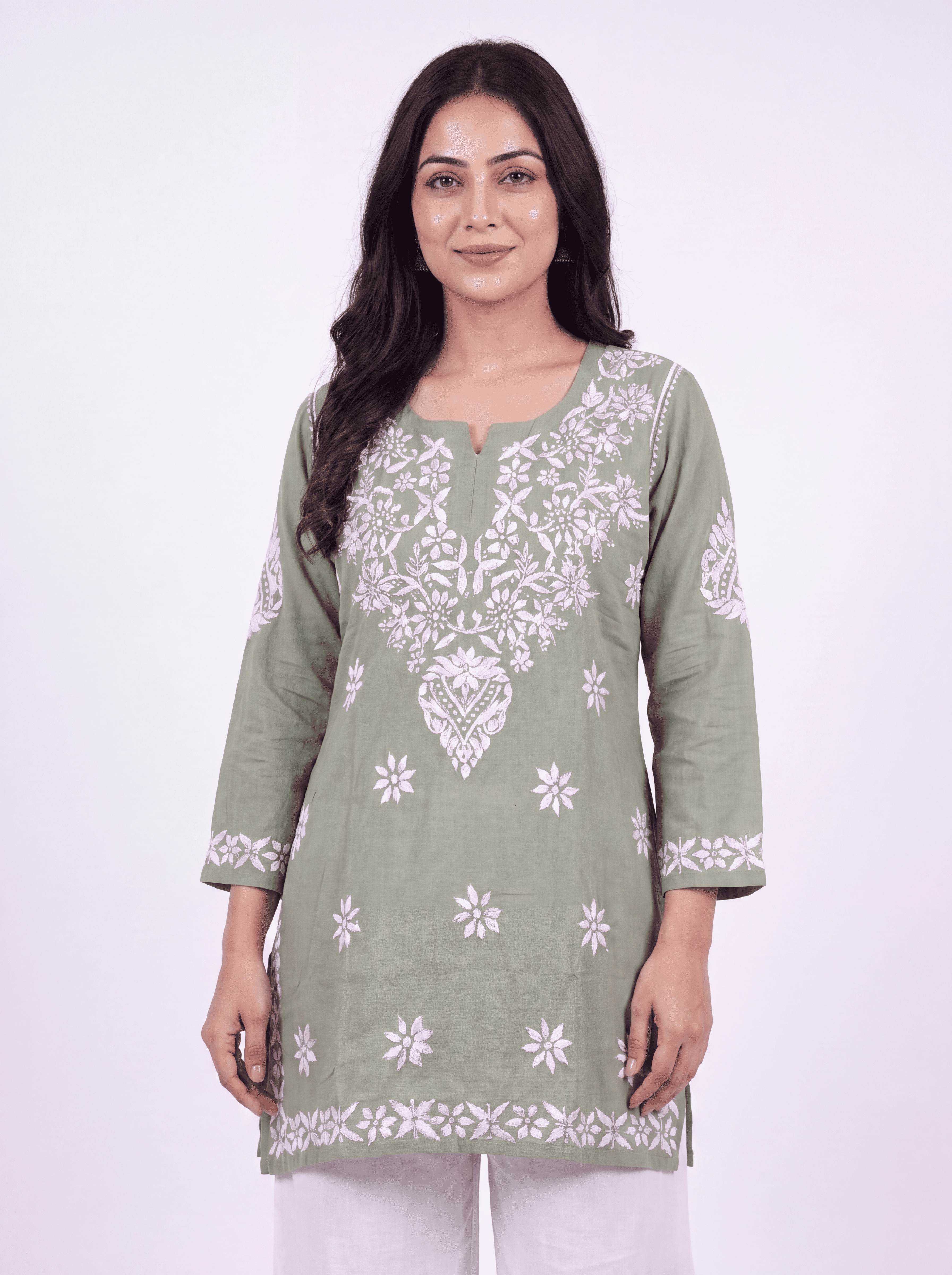 NUSH Rayon Chikankari Kurti