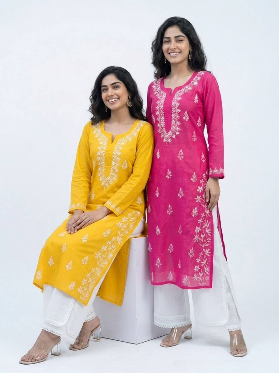 Sara Cotton Chikankari Kurti (Combo Offer)
