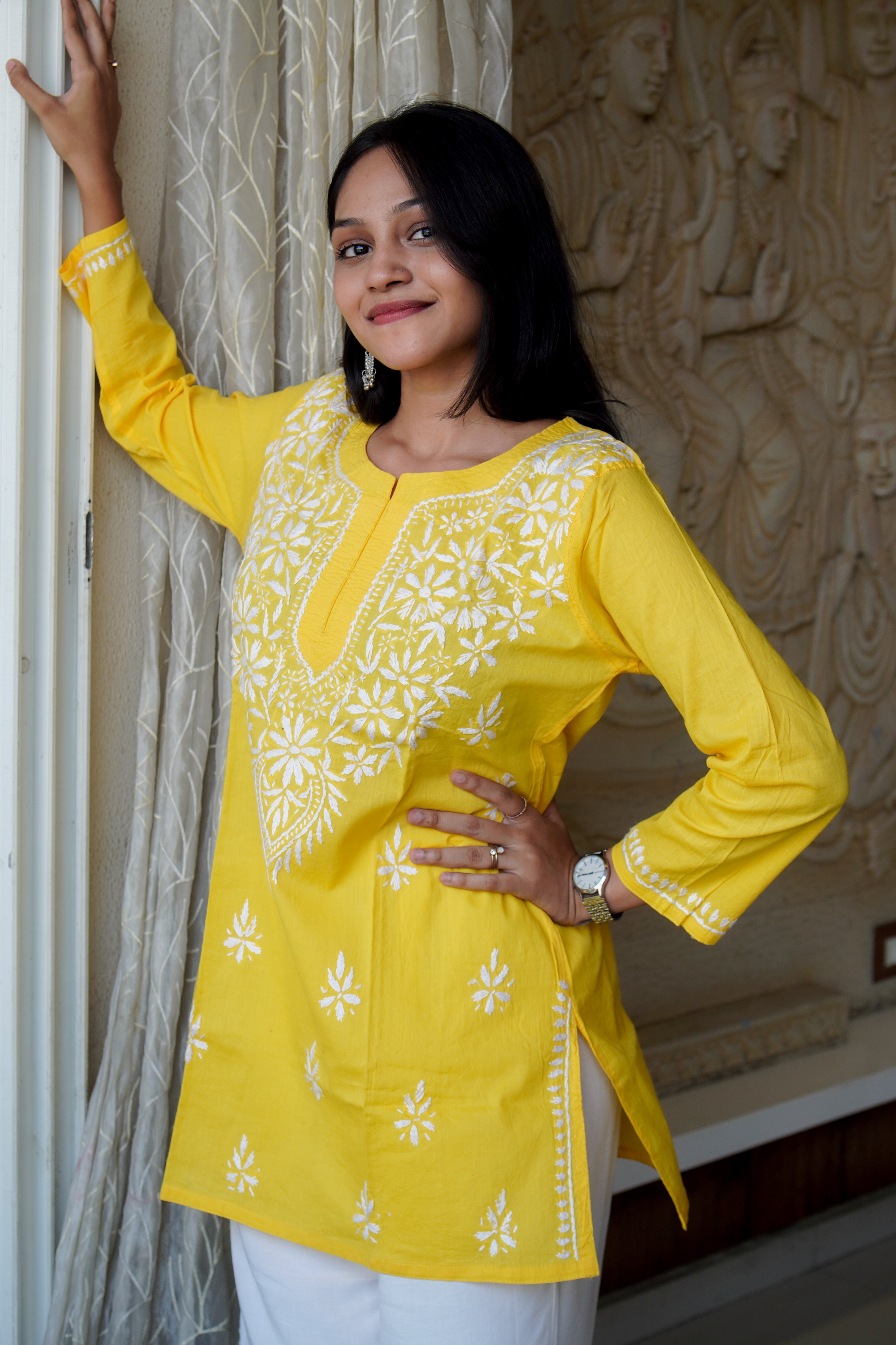 Saaj Hand embroidered Cotton Chinkankari Kurti